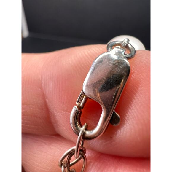 NEW freshwater pearl and agate necklace with sterling silver clasp - Picture 3 of 12